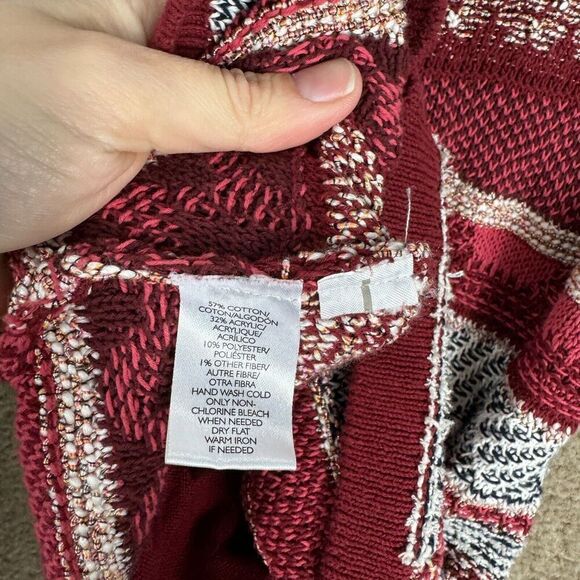 Ann Taylor Loft Cardigan Sweater Womens Size XS Red Multi Striped Full‎ Zip Knit - Picture 8 of 10